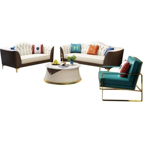 American light luxury sofa small apartment Italian leather Nordic minimalist first layer cowhide European light luxury sofa