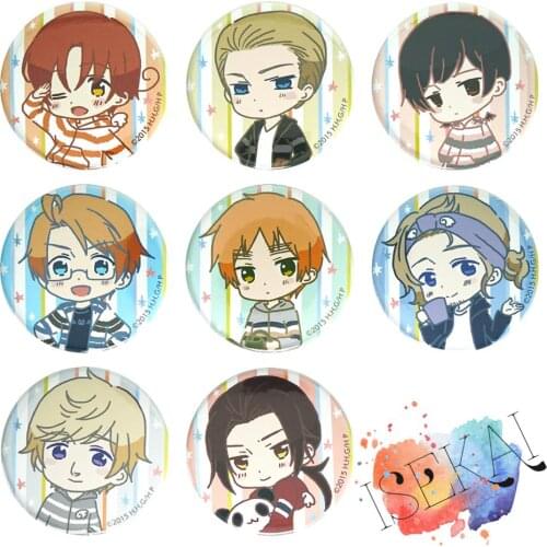 Axis Power HETALIA Anime China Italy France Russia UK USA German Pajama Japan Badge Brooch Pins