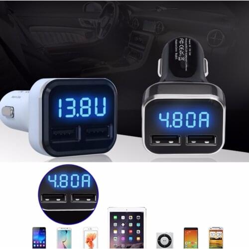 Dual USB Car Charger Adapter 4.8A Mini Metal Car-Charger Mobile Phone Car USB Charger Auto Charge 2 Port 24W for Samsung iPhone