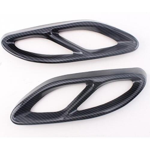 2pcs car styling carbon fiber pattern stainless steel sticker exhaust pipe cover for Mercedes Benz B E GLC 2015 C class GLE GLS