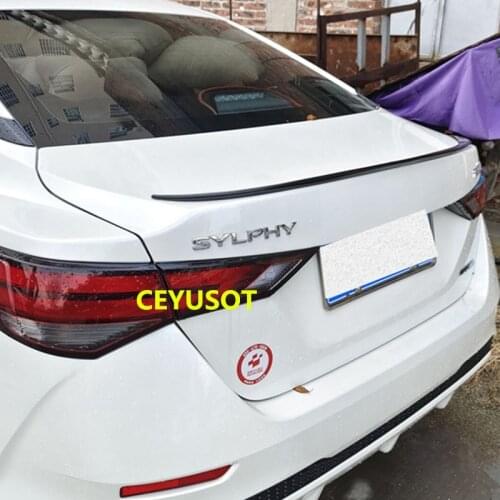 CEYUSOT For Spoiler Accessories NEW Nissan Sentra SYLPHY Car Trunk PU Plastic Rear Lip Wing Tail Body Kit Refit V Style 2019-UP