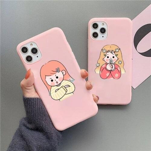 Cartoon cute flower snack girl Phone Case Candy Color for iPhone 11 12 mini pro XS MAX 8 7 6 6S Plus X 5S SE 2020 XR Mobile bags
