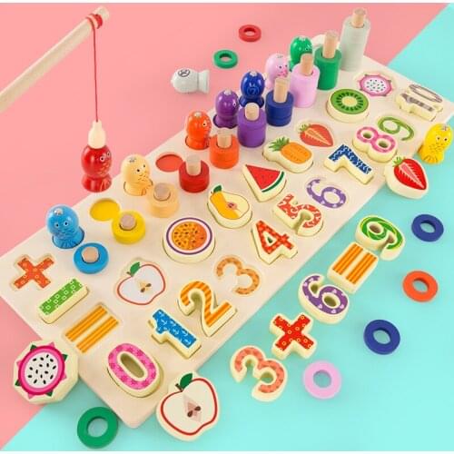 Kids Toys Montessori Educational Wooden Toys Geometric Shape Cognition Puzzle Toys Math Toys Early Educational Toys For Children