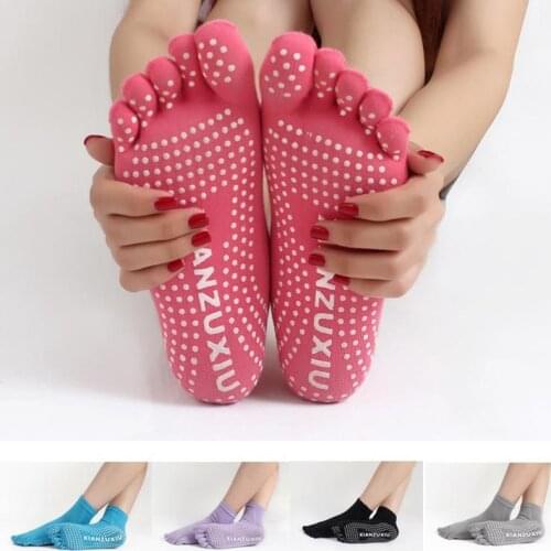 Women Five Fingers Socks Non slip Massage Rubber Fitness Warm Socks Dance Pilates Socks