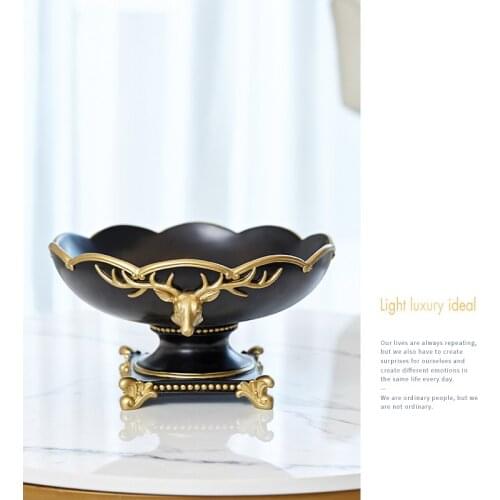 Hot Sale Black Brass Luxury Home Accessories Resign Tabletop Fruit Tray