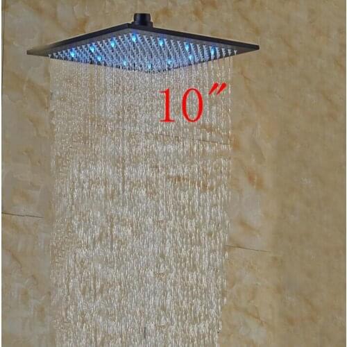 10" LED Rain Oil Rubbed Bronze Shower Head Wall/Ceiling Mounted Over-head Shower