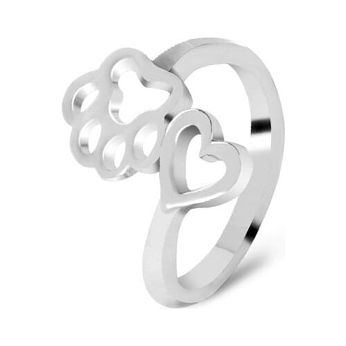 Cute Cat Dog Paw Ring One Piece Pet Finger Rings For Women Girl Gift New Puppy Paw Memorial Ring Jewelry