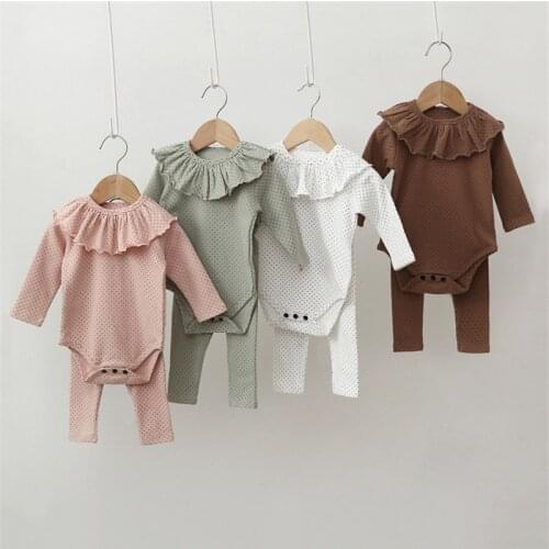 3PCs Baby Girls Clothes Sets Long Sleeve Baby Bodysuits + Pants + Bibs Polka Dot Spring Autumn Baby Girl Pajamas Newborn Outfits
