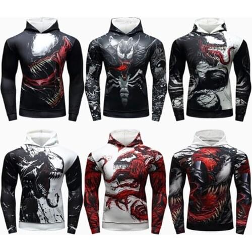 Fitness Compression Mma Venom Rashguard Superhero Hoodies Long Sleeve Hooded Bjj Shirts Sport Workout Crossfit Jiu Jitsu Shirt