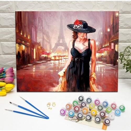 Framed Beauty Women Oil Painting by Number HandPainted Canvas Wall Art For Living Room Decoration Wall Art 40x50cm Unique Gifts
