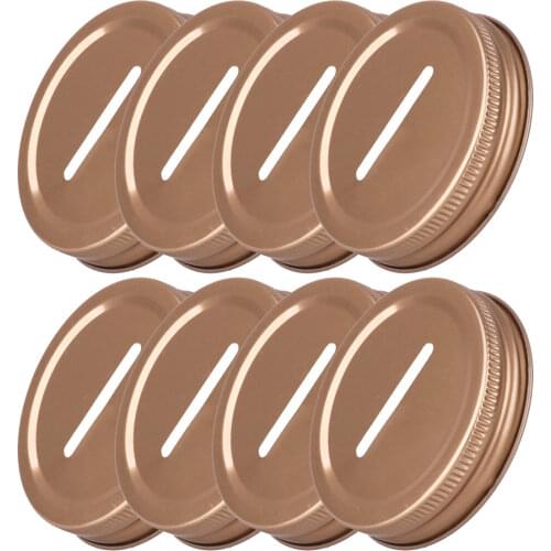 8Pcs 70mm Mason Jars Lids Stainless Steel Metal Coin Slot Bank Caps Wide Mouth Canning Bottles Covers DIY Storage Coin Slot Lid