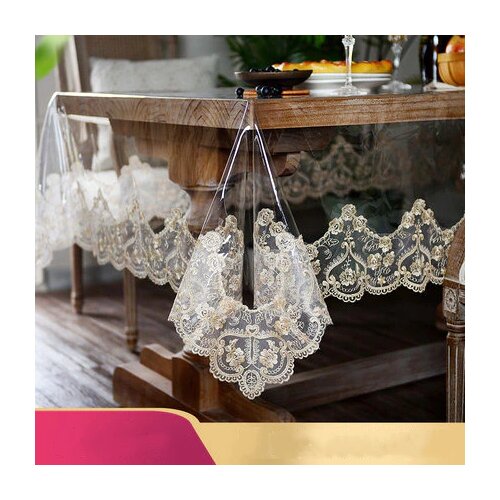 New Arrive Hot Sale PVC Tbale Cloth With Lace Kitchen Dining Table Decoration Table Mat Washable Table Cloth For Tea Table