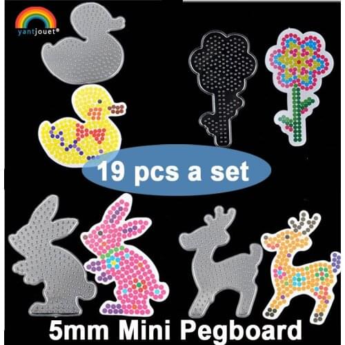 YantJouet 5mm Mini Pegboard 19pcs/set Animal Transparent Template Board DIY Figure Material Board Hama Perler Beads For Children