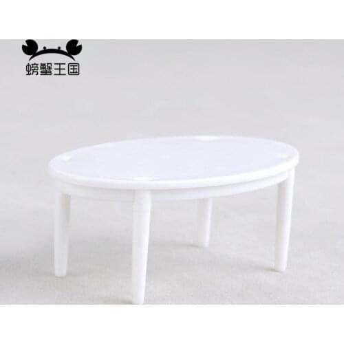 6pcs 1:20 1:25 1:30 Dollhouse Miniature Furniture plastic White Dining Table Chair Model Desk interior accessories