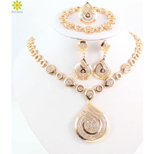 Fashion Nigerian Wedding African Beads Necklace Set Water Drop Earrings For Women Party Dubai Wedding Accessories Jewelry Set