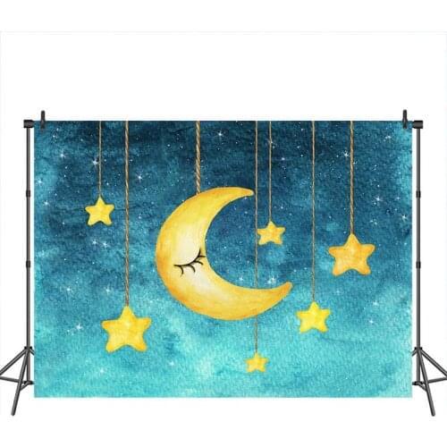 Neoback Newborn Photographic Background Night Moon Star Sleep Backdrops Baby Shower Customized Photographic Backdrops for Photo