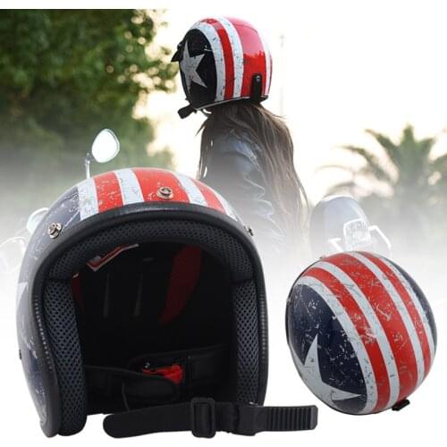 Retro Motorcycle Helmet USA Flag Half Face Biker Rider Vintage Safety Helmet Universal For Chopper Scooter Cruiser Motocross