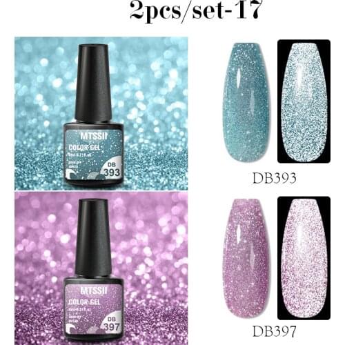 Mtssii 2/4/6pcs Reflective Glitter Gel Nail Polish Auroras Nail Art Holographics Effect Soak Off UV Gel for Nails Design