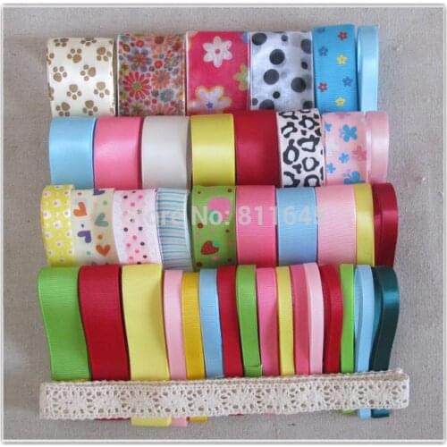 High quality 41Yards children ribbon set,Grosgrain/Satin Ribbon,Dot ribbons,Garment Accessories,Printed ribbon DIY handmade