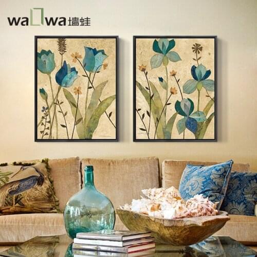 The wall blue frog phantom of the American Pastoral living room decorative painting modern minimalist frameless painting wall ha