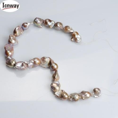 Natural AA purple reborn keshi drop Freshwater Pearl 16*12mm 15inches DIY necklace bracelet Wholesale icnway