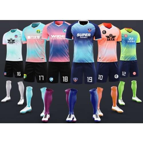 New Mens Futbol Uniforms , Men Kid Football Kits Sets , Adult & Boys Survetement Soccer Jerseys Training Clothes Size: 4XS-5XL