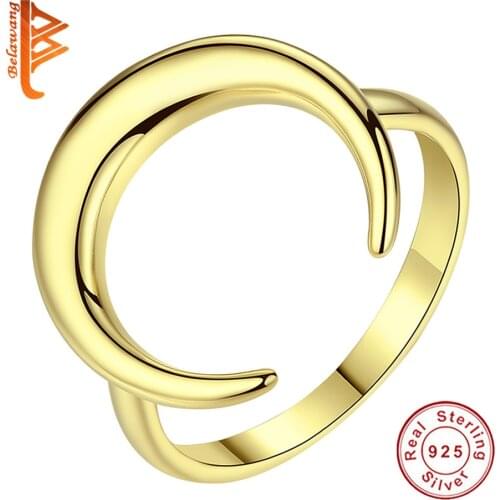 New Arrival Genuine 925 Sterling Silver Gold Horn Rings Finger Rings for Women Wedding Engagement Jewelry