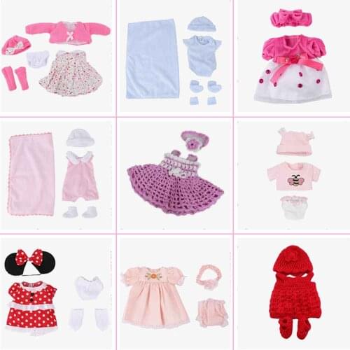 NPKDOLL Bebe Reborn Doll Clothes 10-12 inch doll accessories Lovely Fashion Suits Pink White Kids Handmade