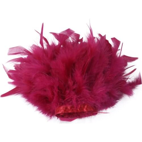 Wholesale Burgundy Red Marabou Turkey Feathers Trim 10M Fluffy Wedding Party Dress Decoration 15-20cm juju hat Decor Plumes