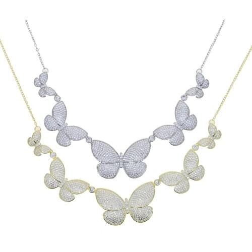 2021 Summer New Delicate Butterfly Pendant Necklaces For Women Girl High Quality Iced Out Bling 5A CZ Butterfly Charm Jewelry