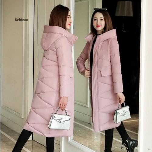 Women Parkas Winter Hooded Warm Coat Slim Cotton Padded Basic Jacket Female Casual Long Outwear Feminina New
