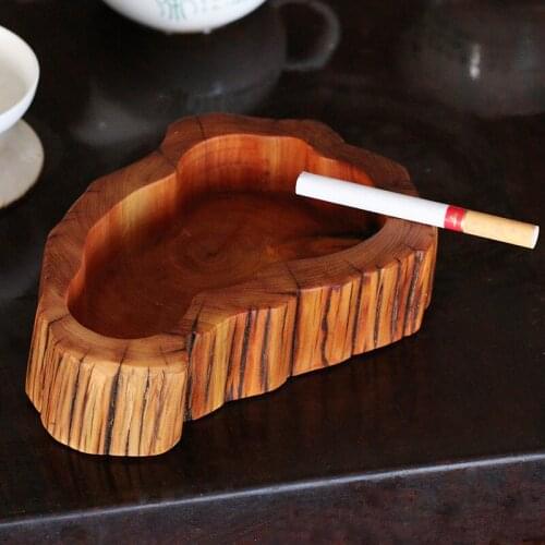 Handwork home Cedar wood Ashtray Smoking Ashtray Vintage Furnishing wooden Handicrafts Table Decorative Ashtray
