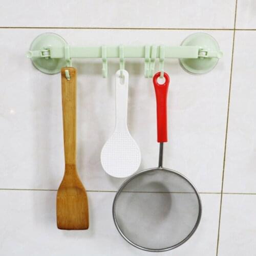Kitchen Hanging Rack Free Punching Rack Kitchen Organizer Hanging Plastic Sucker Hanging Shelf Bathroom Organization Hook