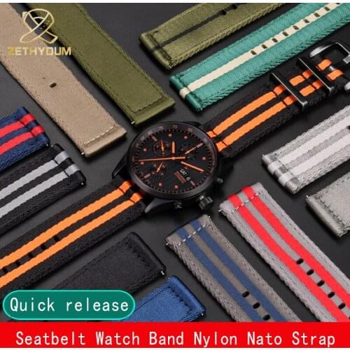 20mm 22mm Seatbelt Watch Strap Premium Quality Nylon Nato Watch Band For James Bond 007 for Huawei Watch GT 2 46mm For Samsung