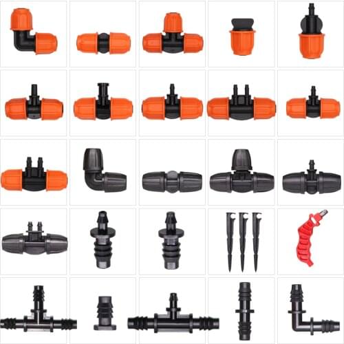 Garden Irrigation Watering Connectors Combo for 3/8'' 8/11MM Hose Reduced Tee Equal Coupling Joints Elbow Puncher Fixed Stakes