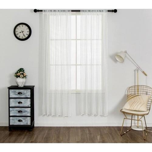 Grain Pattern Sheer Curtain Easy Installation Polyester Practical Embroidery Tulle Curtain for Living Room Home Kitchen Balcony