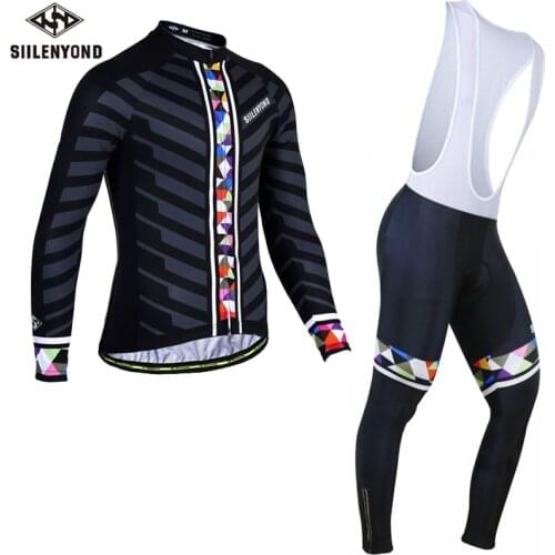 Siilenyond 2019 Cycling Jersey Set Long Sleeve Racing Bicycle Wear Winter Thermal Fleece Mountain Bike Clothing Cycling Set