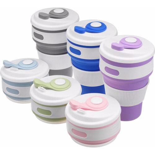 350ML Coffee Cup Folding Silicone Water Cup BPA FREE Portable Silicone Telescopic Drinking Collapsible Multi-function Travel Cup