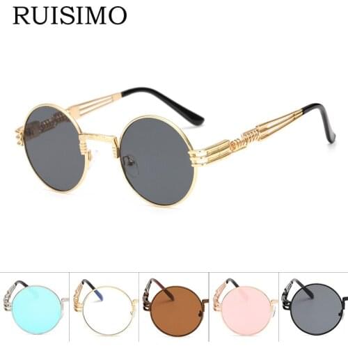 Gothic Steampunk Sunglasses Men Metal Round Shades Male Clear Sun Glasses For Women Hip Hop Steam Punk Sunglasses for women men
