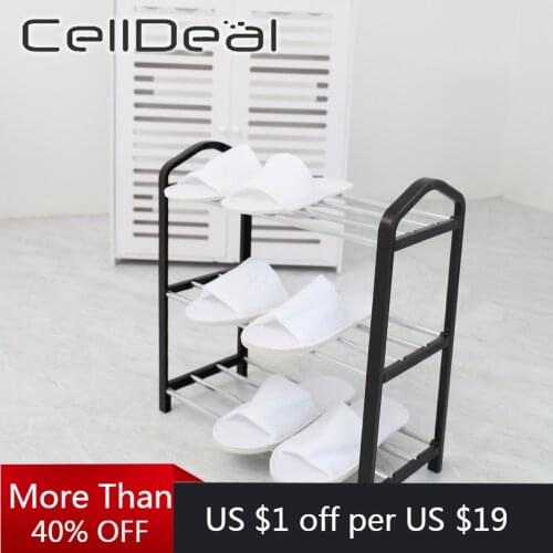 3 Layers Black Shoe Rack Metal Standing Shoe Shelf Multi-functional Shoes Bedroom Storage Organizer Household Accessories