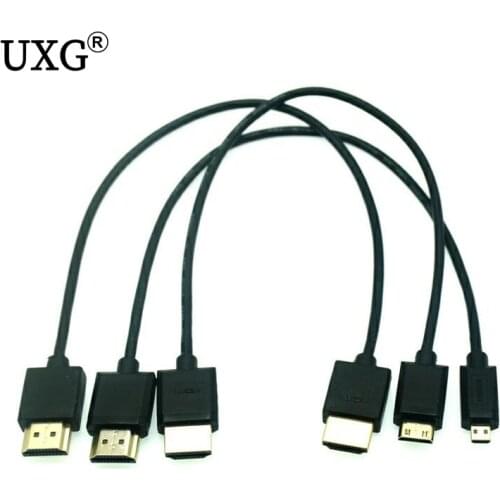 OD 3.0mm Super Soft Micro & Mini HDMI-compatible to HDMI-compatible male Thin Cable 2k 4k hd @60hz Light-weight Portable0.3m1m