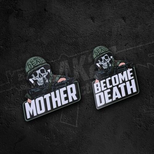 BECOME DEATH Metal Shell Series Tactical Car Stickers Refrigerator Suitcases Notebook Military Outdoor MOTHER DIY Decoration