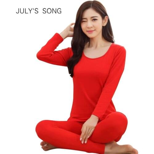 JULYS SONG Women Coton Thermal Underwears Suit Ladies Autumn Winter Thermal Shirt Women Female Breathable Warm Underwear