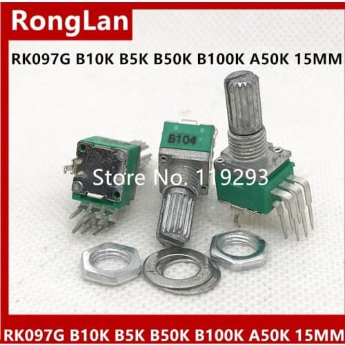 RK097 097 Special audio amplifier high-precision 097 double potentiometer switch RK097G B5K B10K B20K B50K B100K 15MM--50PCS