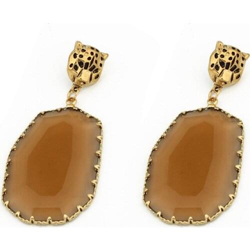 Boho Vintage Baroque Leopard Resin Earrings Drop Earrings For Women Jewelry Statement Pendientes Mujer Moda 2019 Ohrringe Brinco