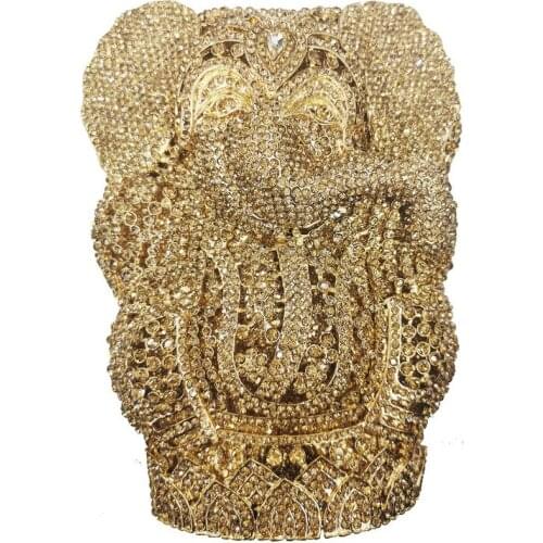 XIYUAN Newest gold diamonds evening bag hardware Clutch Bag Flower Evening Bag Diamond Studded Handbags Women Bridal Party Purse