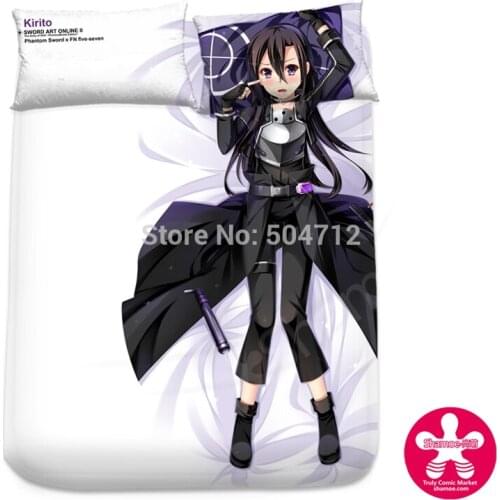 Japanese Anime Cartoon Sword Art Online Kirito Milk Silk Mattress Cover Fitted Sheet Fitted cover bedspread counterpane bedding