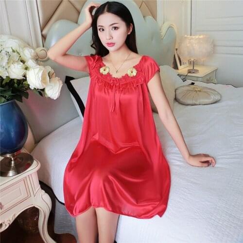 Female Summer Long Nightgown Ice Silk Nightwear Sleeveless Sexy Night Shirt Solid Loose Sleepwear Casual Night Dress Negligee