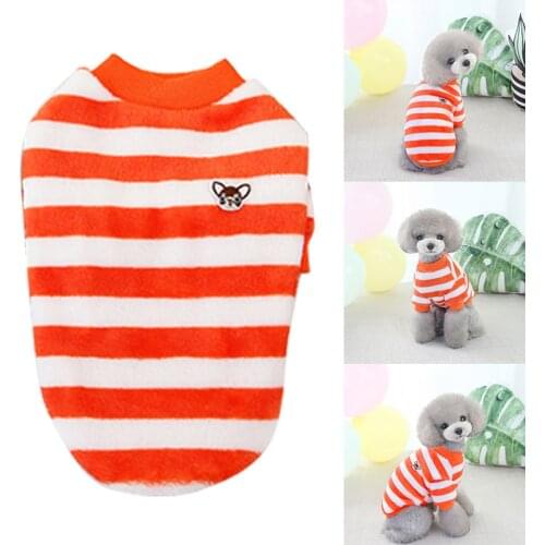 Winter Dog Clothes Warm Stripe Fleece Costume Puppy Outfit Chihuahua Pet Clothing For Small Medium Dogs Coat Pet Clothes