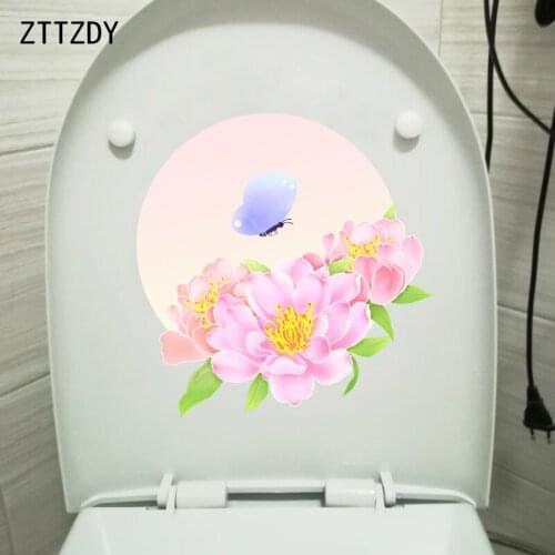 ZTTZDY 22*22.4CM Hand Painted Pansy Cartoon Toilet Sticker WC Decor Home Wall Art Decal T2-0197